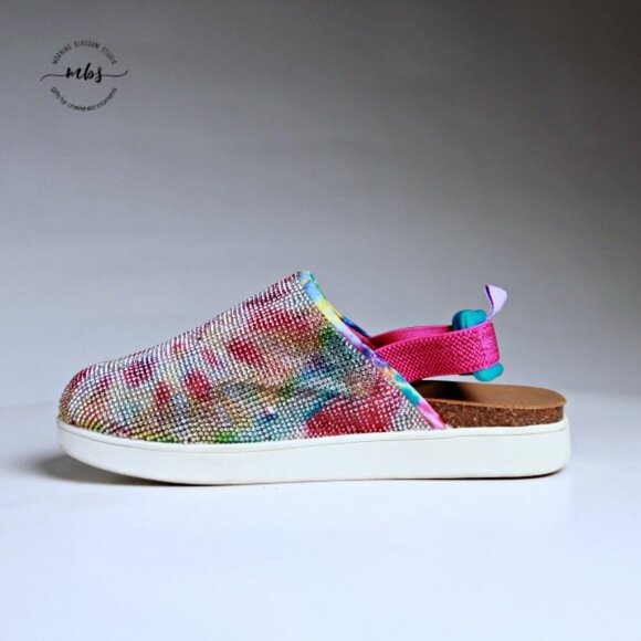 Steve Madden JSLANG Tie Dye Jeweled Kids Platform Slings 4 - Picture 6 of 14